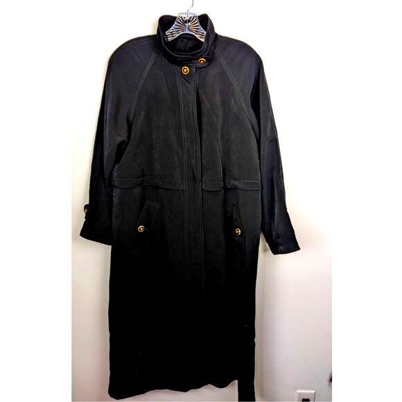 Fleet Street Trenchcoat SZ 8P Black Storm and gun shields,Box  back vent Wmns - Picture 1 of 15
